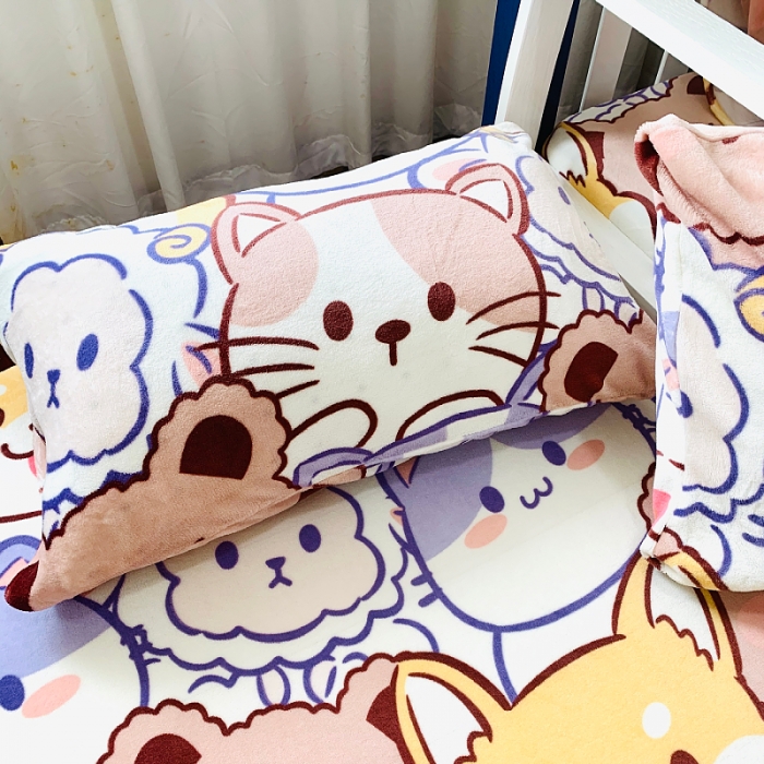 91家纺网 家纺一手货源 找家纺 小虾米 2022新款加厚牛奶绒单品床笠单件套三件套 萌犬