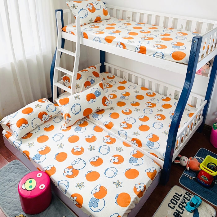 91家纺网 家纺一手货源 找家纺 小虾米 2022新款加厚牛奶绒单品床笠单件套三件套 柿子