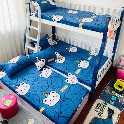 小虾米 2022新款加厚牛奶绒单品床笠单件套三件套 双影熊