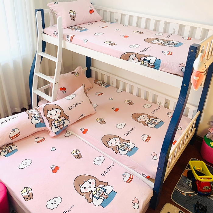 91家纺网 家纺一手货源 找家纺 小虾米 2022新款加厚牛奶绒单品床笠单件套三件套 童年女孩