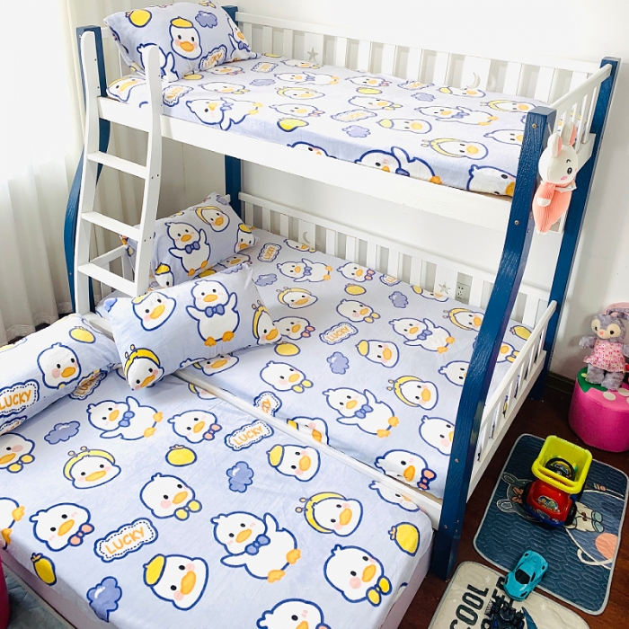 91家纺网 家纺一手货源 找家纺 小虾米 2022新款加厚牛奶绒单品床笠单件套三件套 小黄鸭