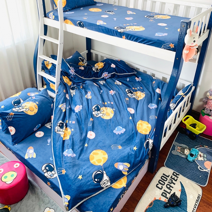 91家纺网 家纺一手货源 找家纺 小虾米 2022新款加厚牛奶绒被套单件套三件套 遨游太空