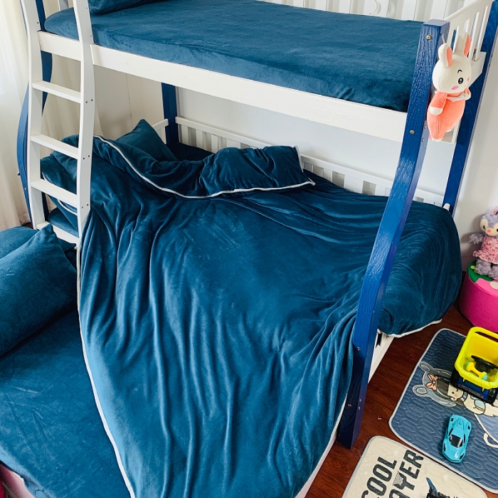 91家纺网 家纺一手货源 找家纺 小虾米 2022新款加厚牛奶绒被套单件套三件套 宝蓝