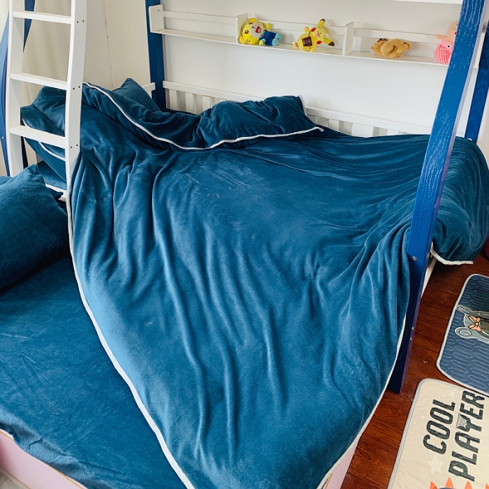 91家纺网 家纺一手货源 找家纺 小虾米 2022新款加厚牛奶绒被套单件套三件套 宝蓝