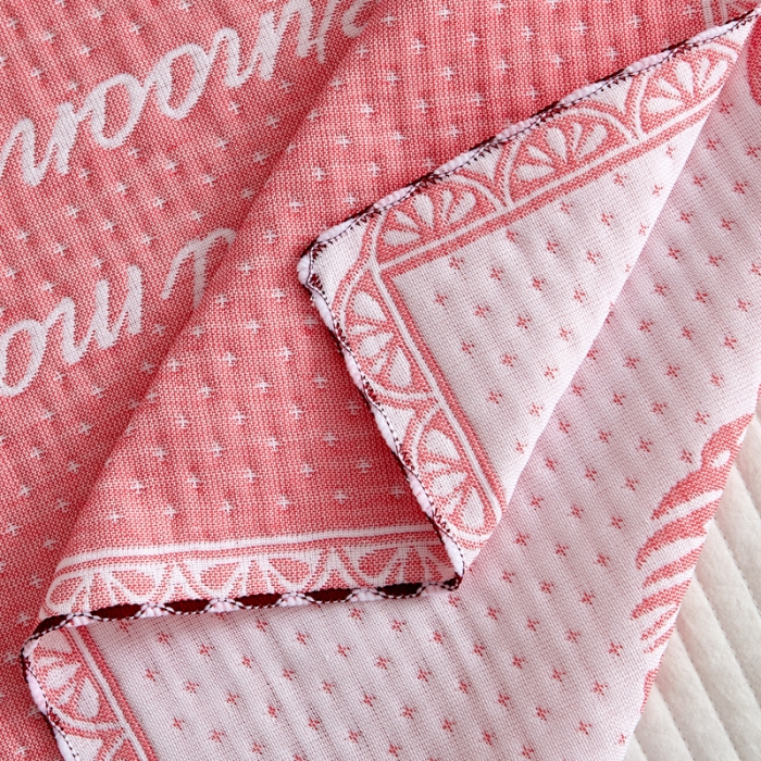 91家纺网 家纺一手货源 找家纺 朴尔 2022新款AB版蜂窝提花锁边立体枕巾 一对装 凤羽飞舞-粉