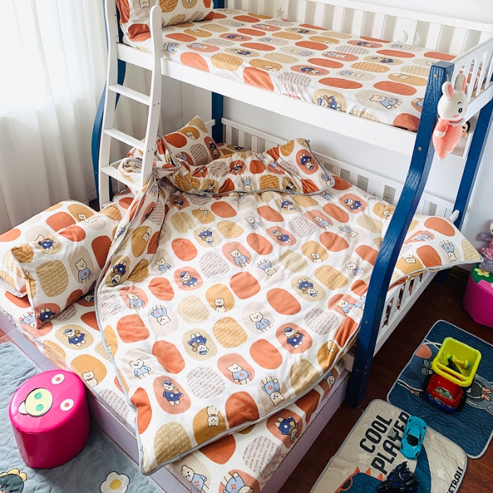 91家纺网 家纺一手货源 找家纺 小虾米 2022新款加厚牛奶绒被套单件套三件套 波点小熊