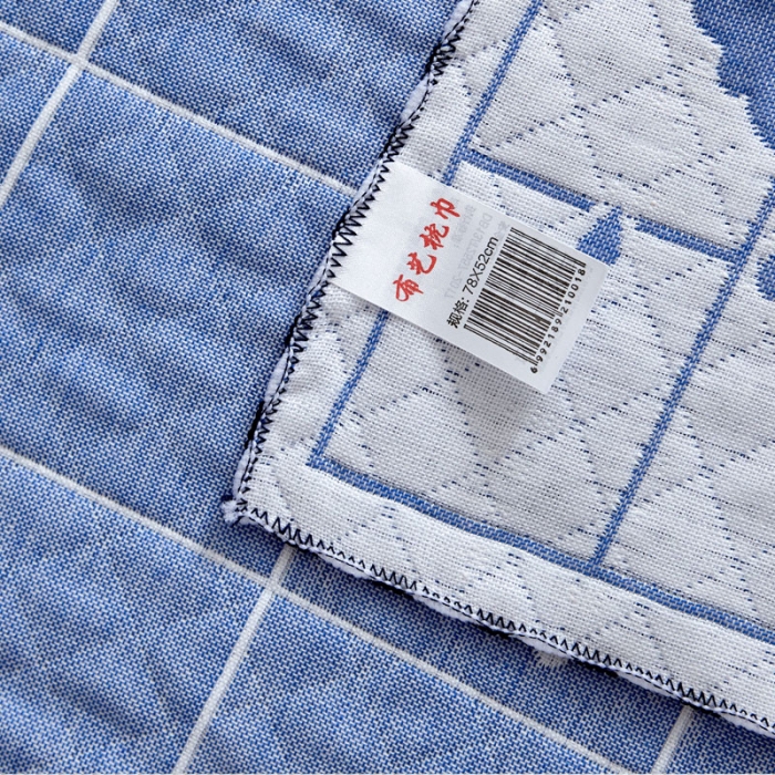 91家纺网 家纺一手货源 找家纺 朴尔 2022新款AB版蜂窝提花锁边立体枕巾 一对装 可爱云-蓝