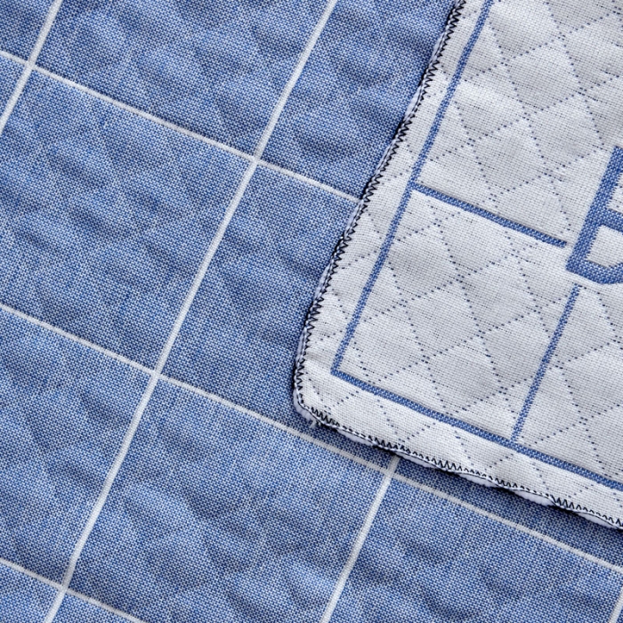 91家纺网 家纺一手货源 找家纺 朴尔 2022新款AB版蜂窝提花锁边立体枕巾 一对装 可爱云-蓝