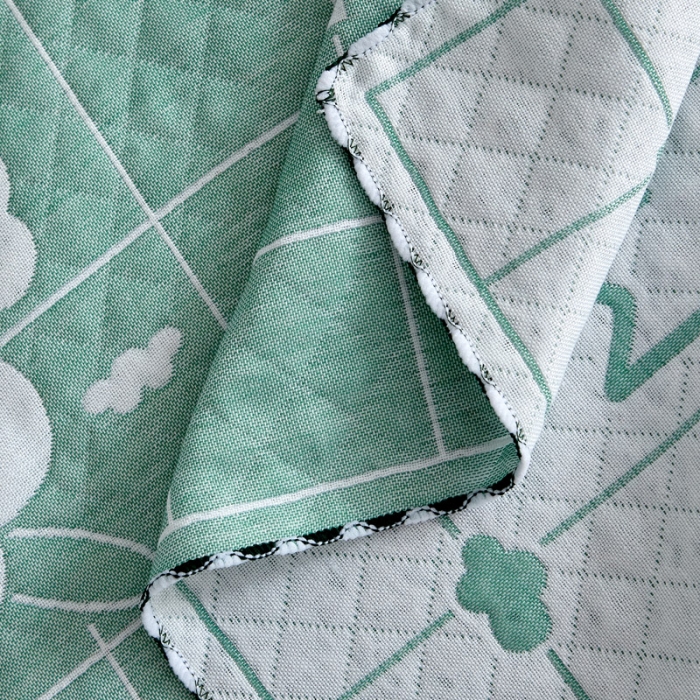 91家纺网 家纺一手货源 找家纺 朴尔 2022新款AB版蜂窝提花锁边立体枕巾 一对装 可爱云-绿