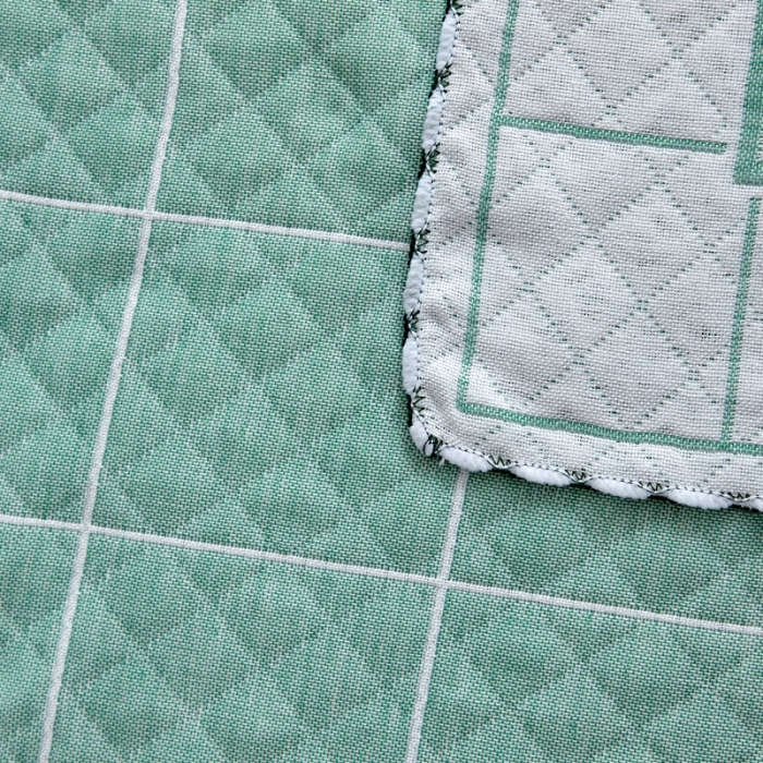 91家纺网 家纺一手货源 找家纺 朴尔 2022新款AB版蜂窝提花锁边立体枕巾 一对装 可爱云-绿