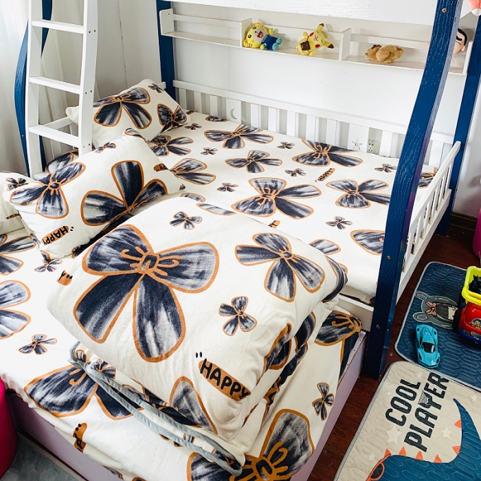 91家纺网 家纺一手货源 找家纺 小虾米 2022新款加厚牛奶绒被套单件套三件套 蝶恋花