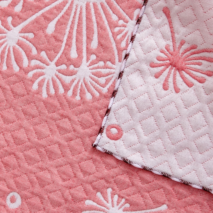 91家纺网 家纺一手货源 找家纺 朴尔 2022新款AB版蜂窝提花锁边立体枕巾 一对装 蒲公英飞-粉