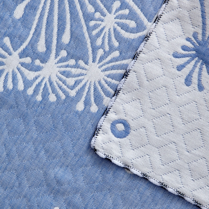 91家纺网 家纺一手货源 找家纺 朴尔 2022新款AB版蜂窝提花锁边立体枕巾 一对装 蒲公英飞-蓝