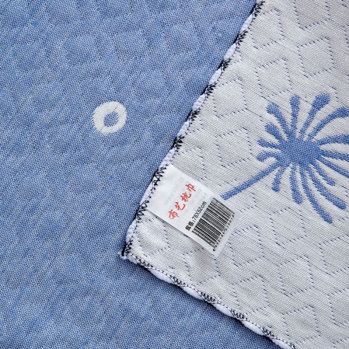 91家纺网 家纺一手货源 找家纺 朴尔 2022新款AB版蜂窝提花锁边立体枕巾 一对装 蒲公英飞-蓝