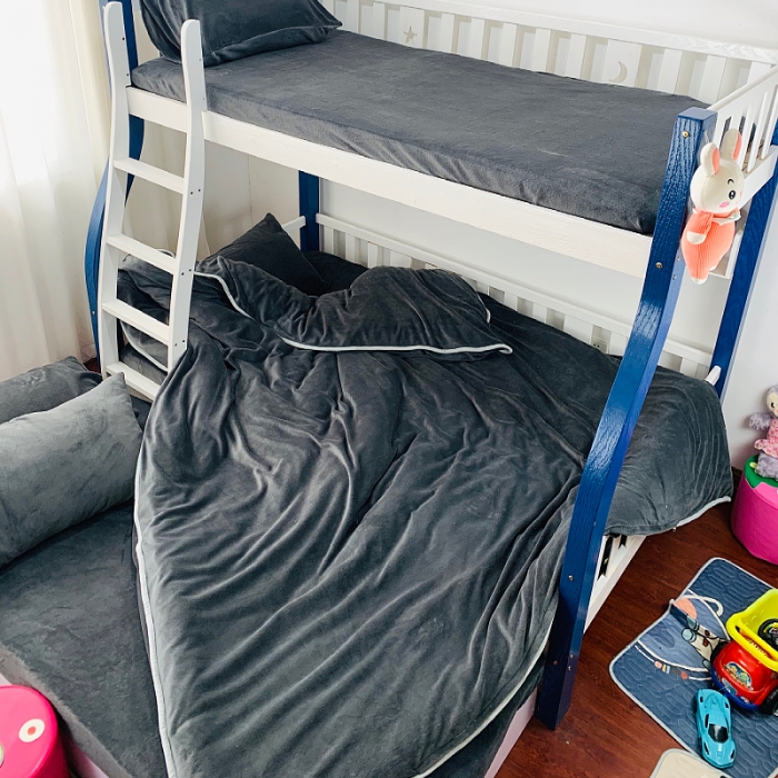 91家纺网 家纺一手货源 找家纺 小虾米 2022新款加厚牛奶绒被套单件套三件套 高级灰