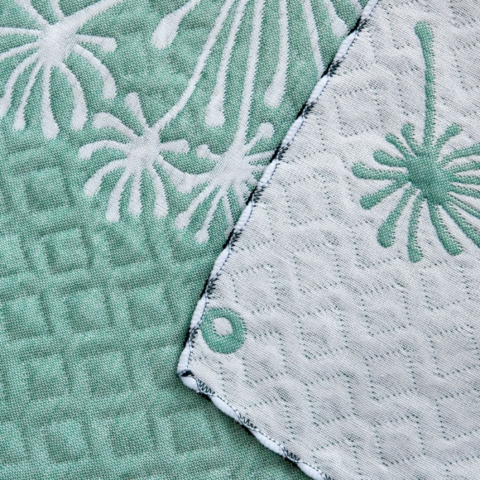 91家纺网 家纺一手货源 找家纺 朴尔 2022新款AB版蜂窝提花锁边立体枕巾 一对装 蒲公英飞-绿