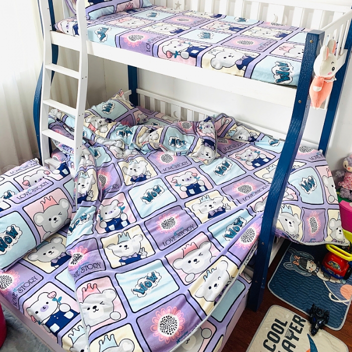 91家纺网 家纺一手货源 找家纺 小虾米 2022新款加厚牛奶绒被套单件套三件套 皇冠熊