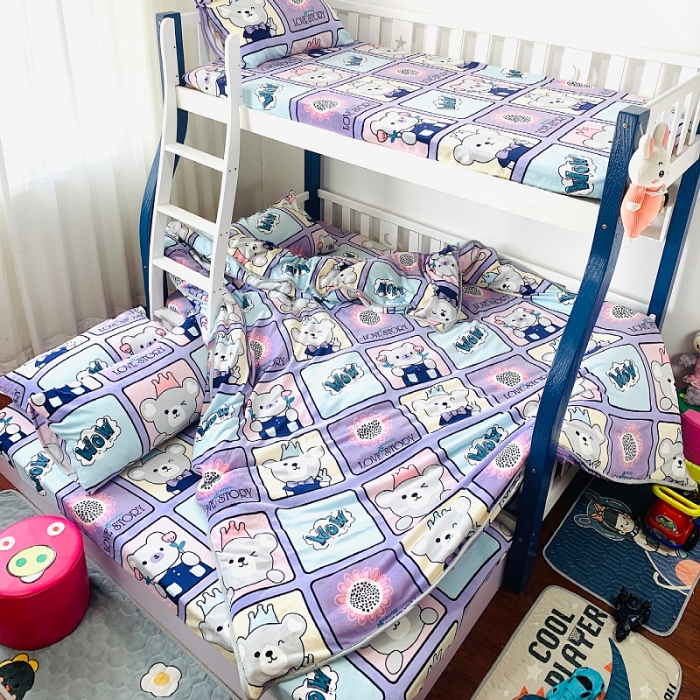 91家纺网 家纺一手货源 找家纺 小虾米 2022新款加厚牛奶绒被套单件套三件套 皇冠熊