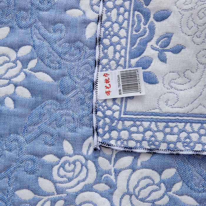 91家纺网 家纺一手货源 找家纺 朴尔 2022新款AB版蜂窝提花锁边立体枕巾 一对装 手捧蔷薇-蓝