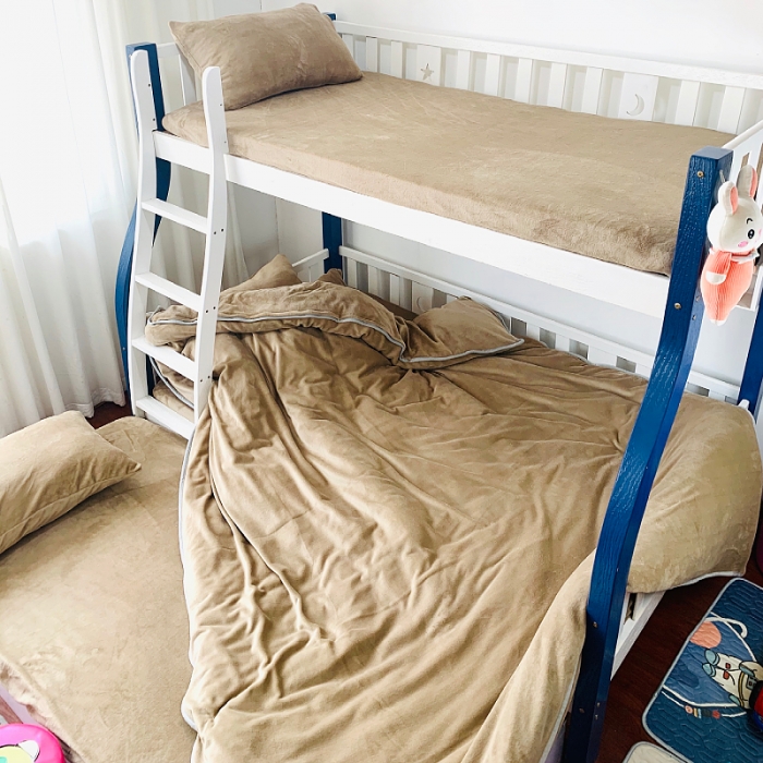 91家纺网 家纺一手货源 找家纺 小虾米 2022新款加厚牛奶绒被套单件套三件套 咖啡色