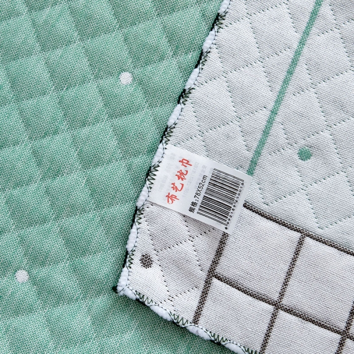 91家纺网 家纺一手货源 找家纺 朴尔 2022新款AB版蜂窝提花锁边立体枕巾 一对装 太阳花-绿