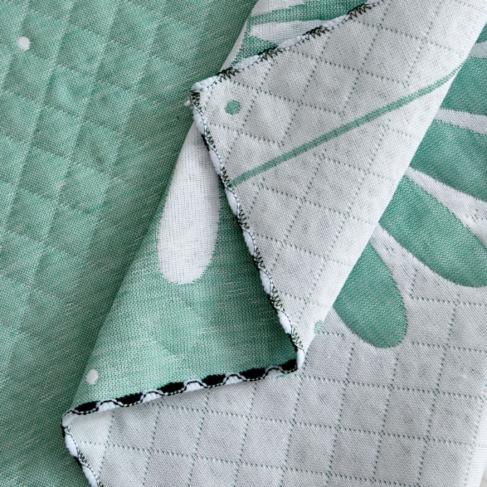 91家纺网 家纺一手货源 找家纺 朴尔 2022新款AB版蜂窝提花锁边立体枕巾 一对装 太阳花-绿