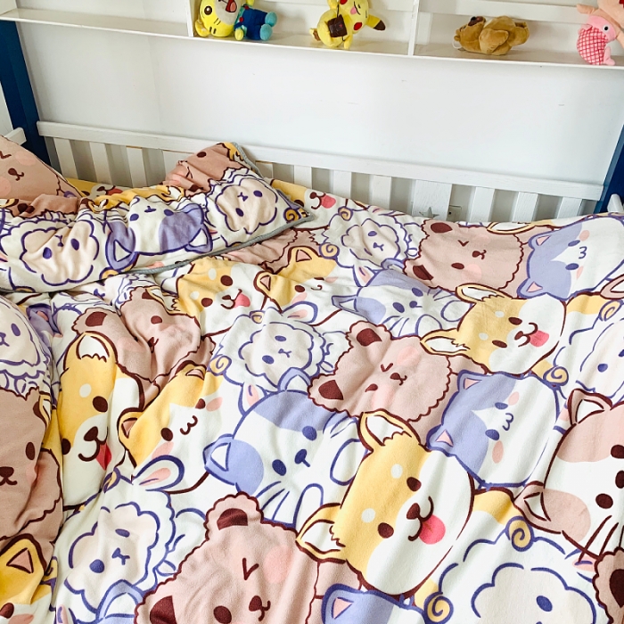 91家纺网 家纺一手货源 找家纺 小虾米 2022新款加厚牛奶绒被套单件套三件套 萌犬