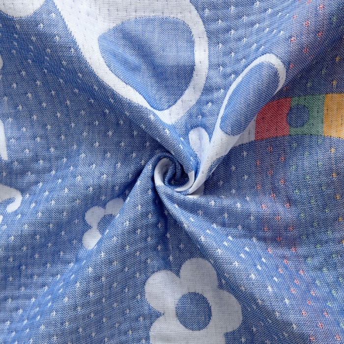 91家纺网 家纺一手货源 找家纺 朴尔 2022新款AB版蜂窝提花锁边立体枕巾 一对装 阳光鹿-蓝