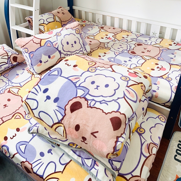 91家纺网 家纺一手货源 找家纺 小虾米 2022新款加厚牛奶绒被套单件套三件套 萌犬