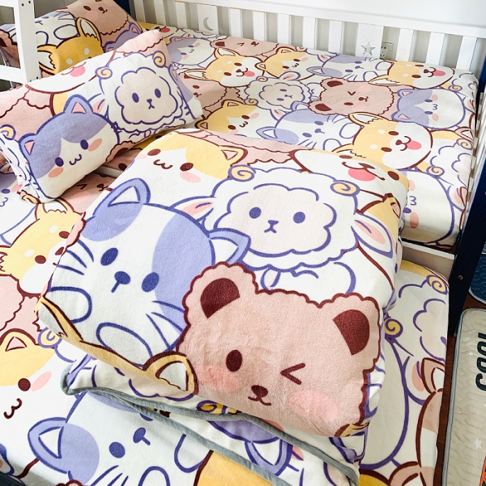 91家纺网 家纺一手货源 找家纺 小虾米 2022新款加厚牛奶绒被套单件套三件套 萌犬