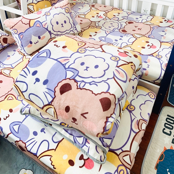 91家纺网 家纺一手货源 找家纺 小虾米 2022新款加厚牛奶绒被套单件套三件套 萌犬