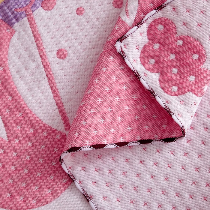 91家纺网 家纺一手货源 找家纺 朴尔 2022新款AB版蜂窝提花锁边立体枕巾 一对装 雨中兔-粉