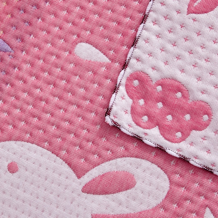 91家纺网 家纺一手货源 找家纺 朴尔 2022新款AB版蜂窝提花锁边立体枕巾 一对装 雨中兔-粉