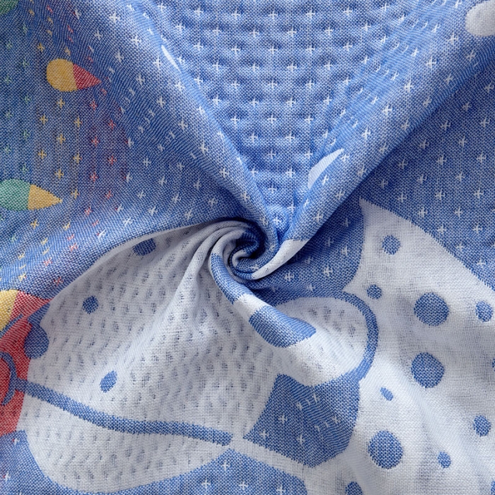 91家纺网 家纺一手货源 找家纺 朴尔 2022新款AB版蜂窝提花锁边立体枕巾 一对装 雨中兔-蓝