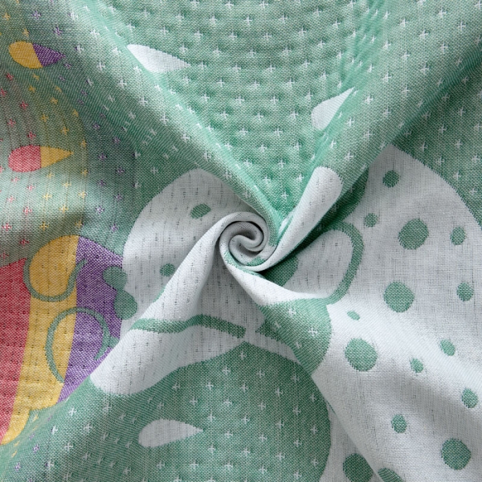 91家纺网 家纺一手货源 找家纺 朴尔 2022新款AB版蜂窝提花锁边立体枕巾 一对装 雨中兔-绿