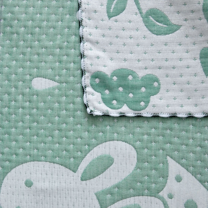 91家纺网 家纺一手货源 找家纺 朴尔 2022新款AB版蜂窝提花锁边立体枕巾 一对装 雨中兔-绿