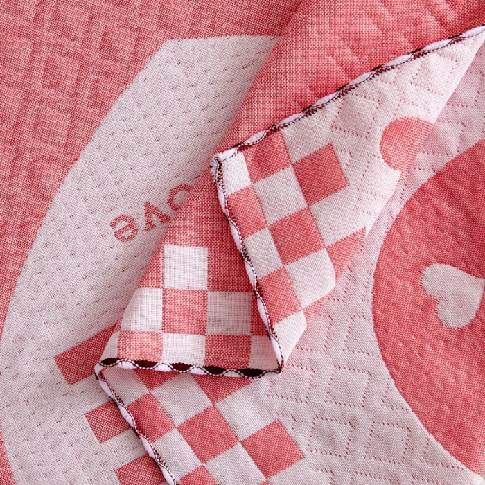 91家纺网 家纺一手货源 找家纺 朴尔 2022新款AB版蜂窝提花锁边立体枕巾 一对装 只因爱情-粉