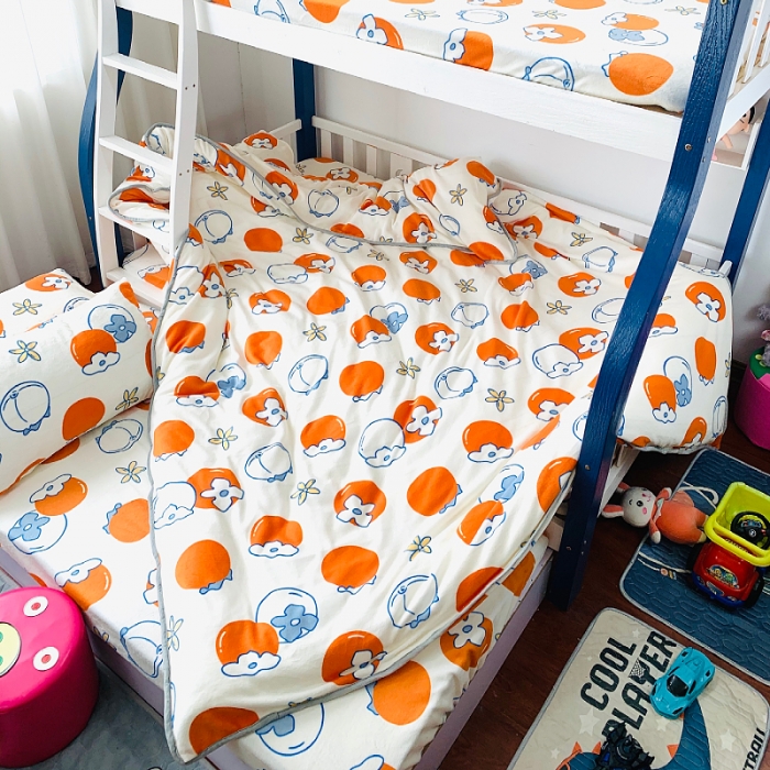 91家纺网 家纺一手货源 找家纺 小虾米 2022新款加厚牛奶绒被套单件套三件套 柿子