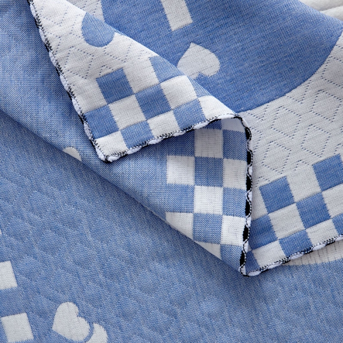 91家纺网 家纺一手货源 找家纺 朴尔 2022新款AB版蜂窝提花锁边立体枕巾 一对装 只因爱情-蓝