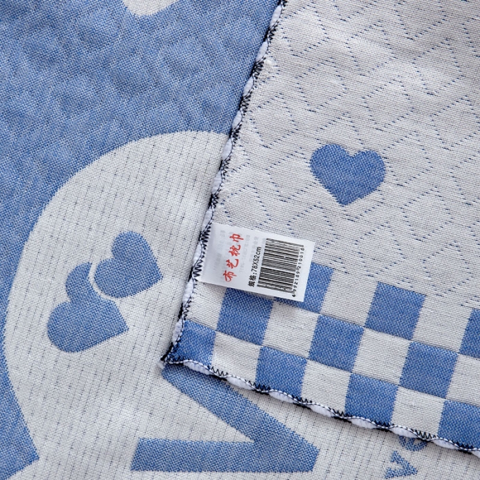 91家纺网 家纺一手货源 找家纺 朴尔 2022新款AB版蜂窝提花锁边立体枕巾 一对装 只因爱情-蓝