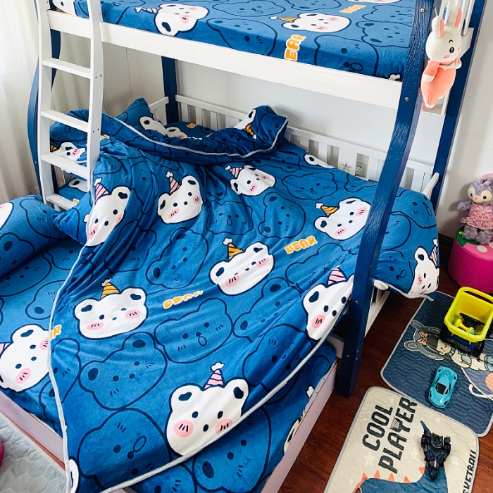 91家纺网 家纺一手货源 找家纺 小虾米 2022新款加厚牛奶绒被套单件套三件套 双影熊