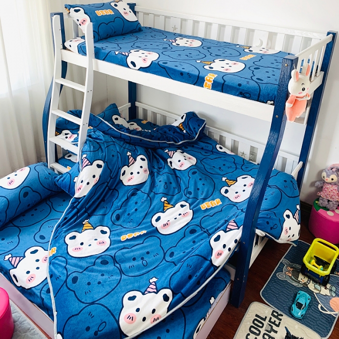 91家纺网 家纺一手货源 找家纺 小虾米 2022新款加厚牛奶绒被套单件套三件套 双影熊