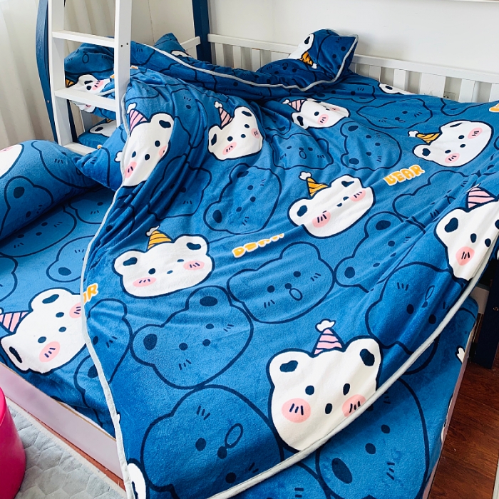 91家纺网 家纺一手货源 找家纺 小虾米 2022新款加厚牛奶绒被套单件套三件套 双影熊