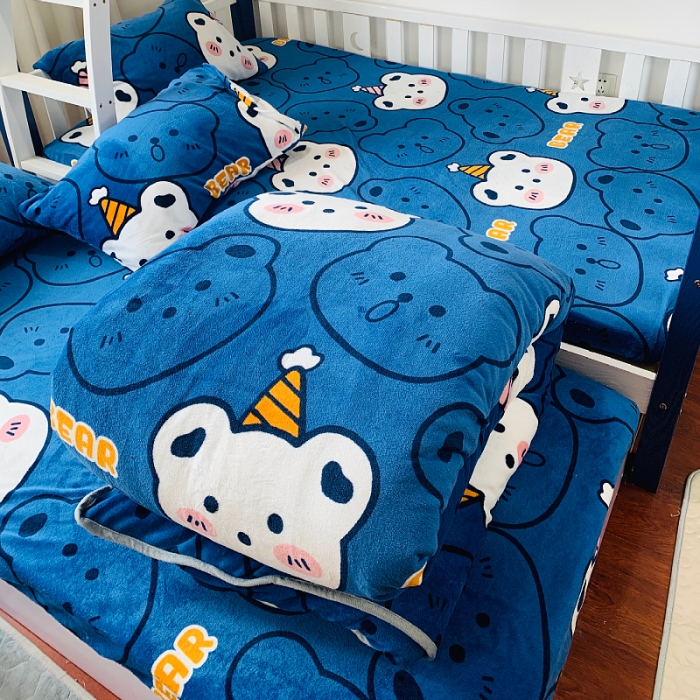 91家纺网 家纺一手货源 找家纺 小虾米 2022新款加厚牛奶绒被套单件套三件套 双影熊