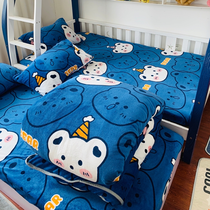 91家纺网 家纺一手货源 找家纺 小虾米 2022新款加厚牛奶绒被套单件套三件套 双影熊