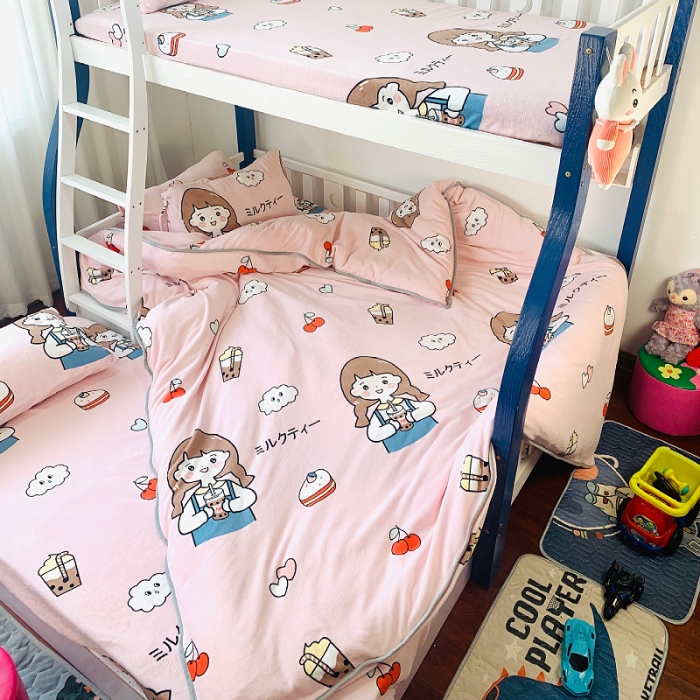 91家纺网 家纺一手货源 找家纺 小虾米 2022新款加厚牛奶绒被套单件套三件套 童年女孩