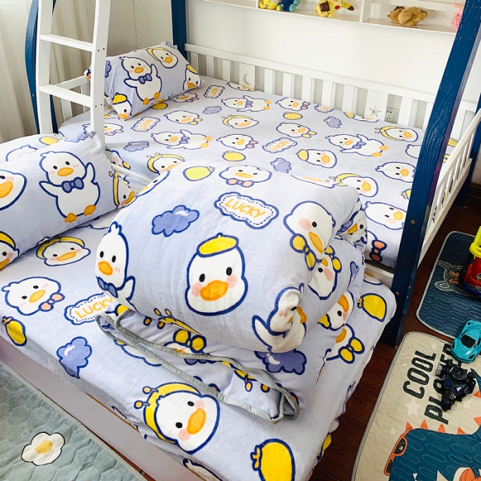 91家纺网 家纺一手货源 找家纺 小虾米 2022新款加厚牛奶绒被套单件套三件套 小黄鸭