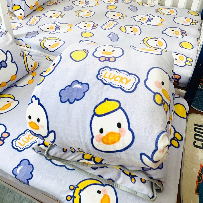 91家纺网 家纺一手货源 找家纺 小虾米 2022新款加厚牛奶绒被套单件套三件套 小黄鸭