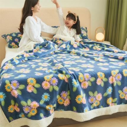 91家纺网 家纺一手货源 找家纺 晨曦家纺 2022新款法式田园风牛奶绒羊羔绒被套毯 田园日记