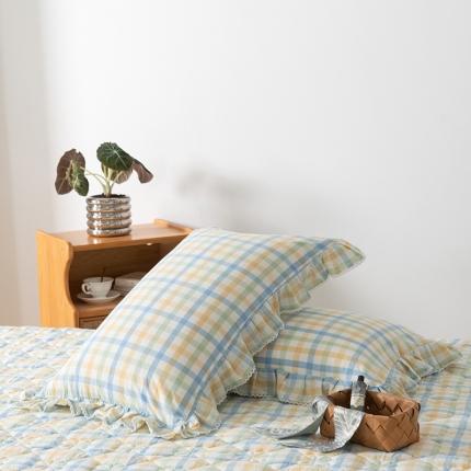 91家纺网 家纺一手货源 找家纺 （总）久典 2022新款A类色织全棉水洗棉花边枕套